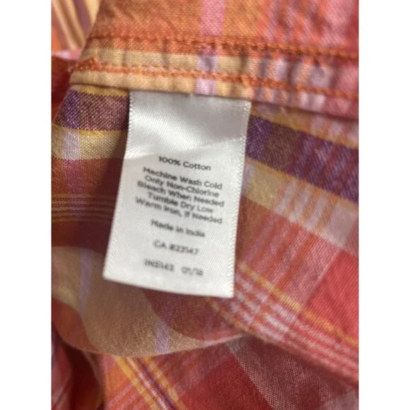 Talbots Dress Women’s 8 Pink Plaid Sleeveless Popover Sheath Button Front - Picture 6 of 6
